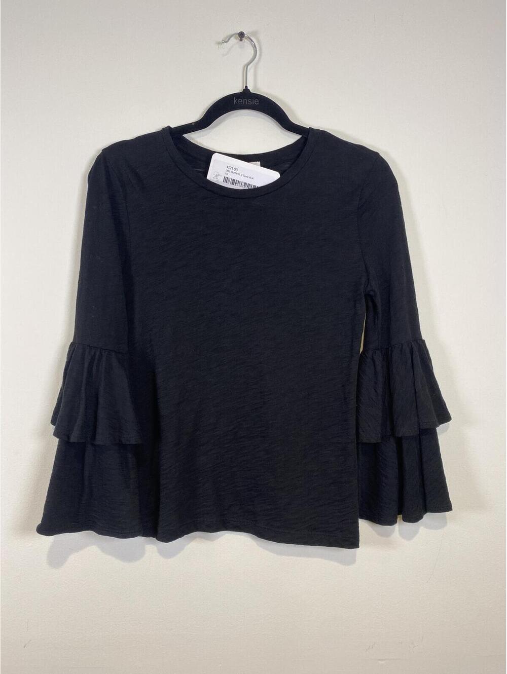 Goldie NWT Black Ruffle Sleeve Crew Neck Top XS